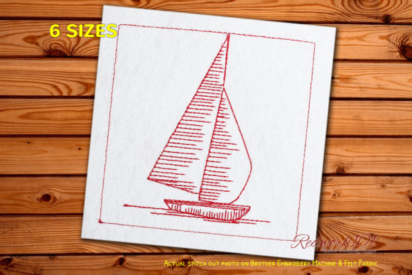 Boat in the Sea Embroidery Design