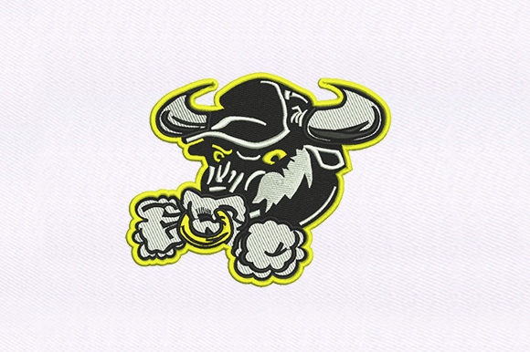 Cap Wearing Bull Embroidery Design