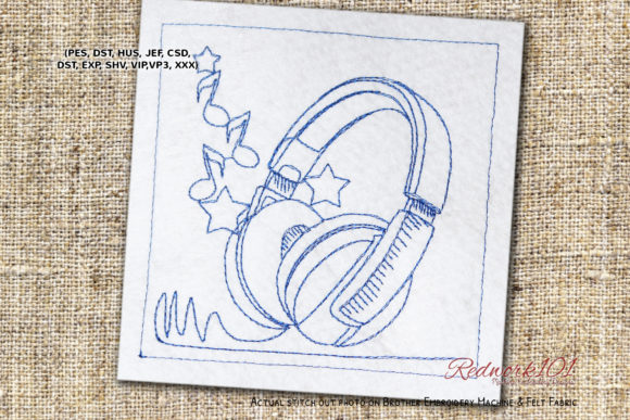 Enjoy Music with Headphones Redwork