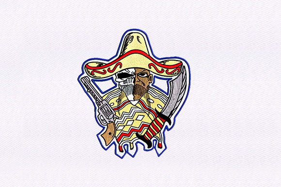 Mexican Man and Skull Embroidery Design