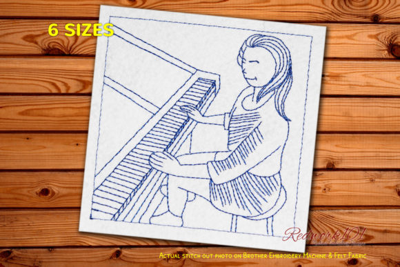 Piano Player Redwork: A Charming Music Embroidery for Meaningful Gifts