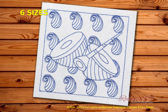 Shehnai and Drum: A Festive Wedding Embroidery Design